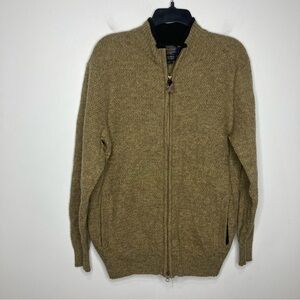 Pendleton washable wool full zip sweater 100%‎ Shetland wool size large brown